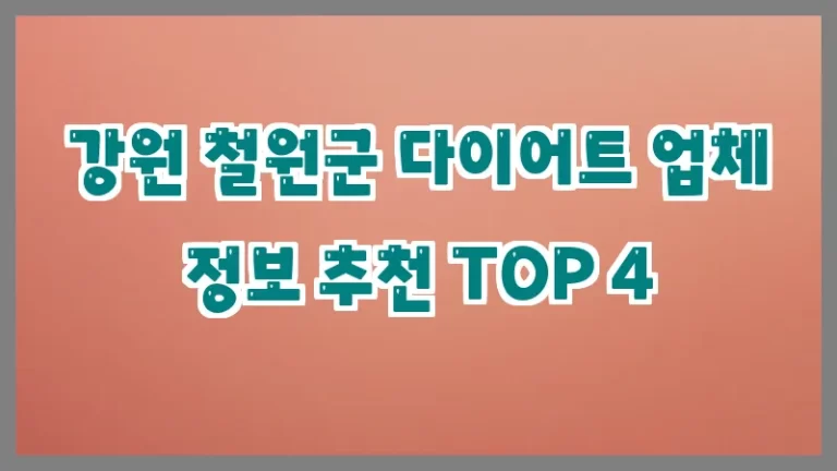 강원 철원군 다이어트 업체 정보 추천 TOP 4