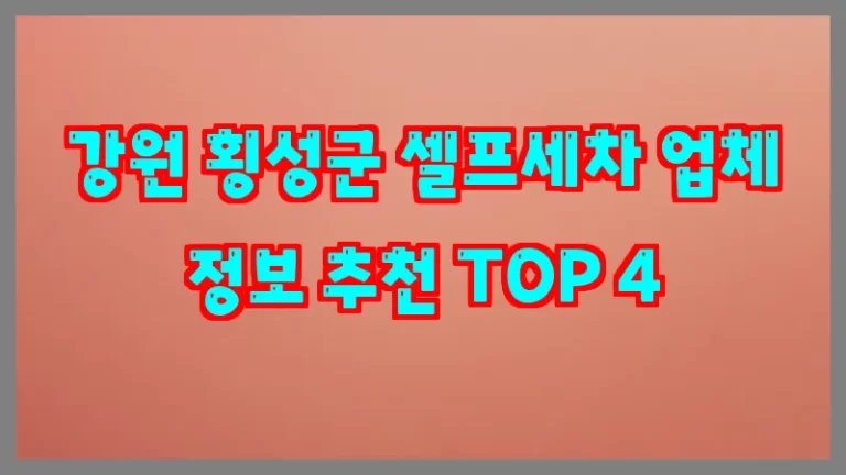 강원 횡성군 셀프세차 업체 정보 추천 TOP 4