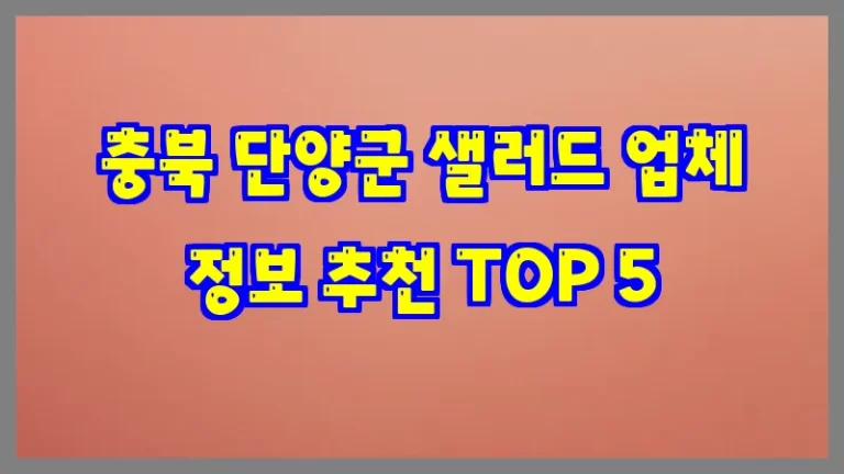충북 단양군 샐러드 업체 정보 추천 TOP 5