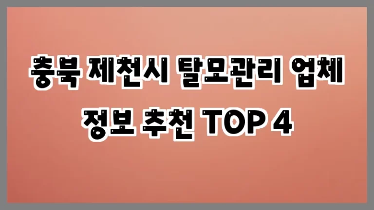 충북 제천시 탈모관리 업체 정보 추천 TOP 4