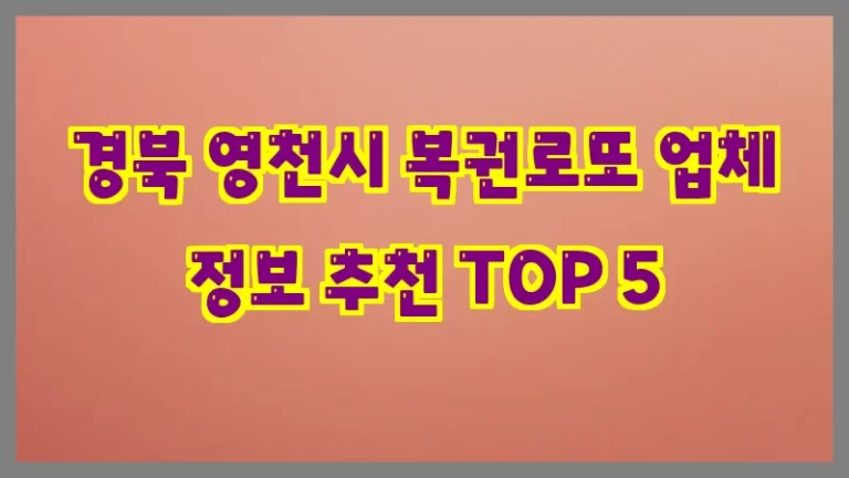 경북 영천시 복권로또 업체 정보 추천 TOP 5