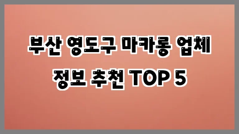 부산 영도구 마카롱 업체 정보 추천 TOP 5