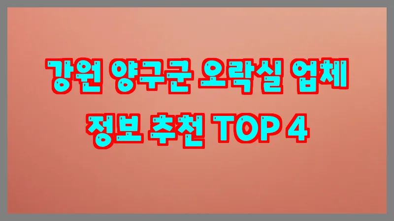 강원 양구군 오락실 업체 정보 추천 TOP 4