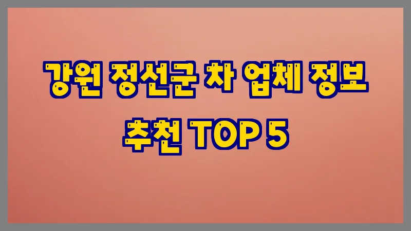 강원 정선군 차 업체 정보 추천 TOP 5