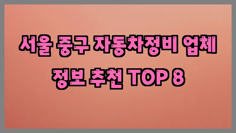서울 중구 자동차정비 업체 정보 추천 TOP 8