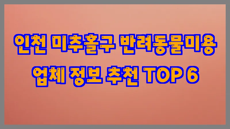 인천 미추홀구 반려동물미용 업체 정보 추천 TOP 6