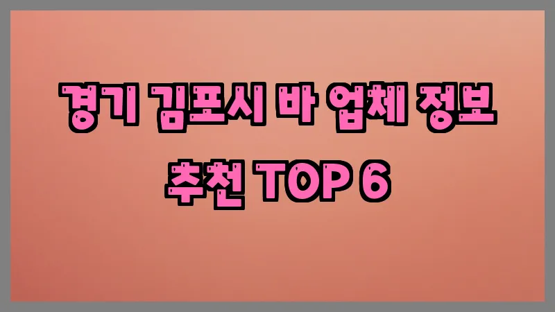 경기 김포시 바 업체 정보 추천 TOP 6
