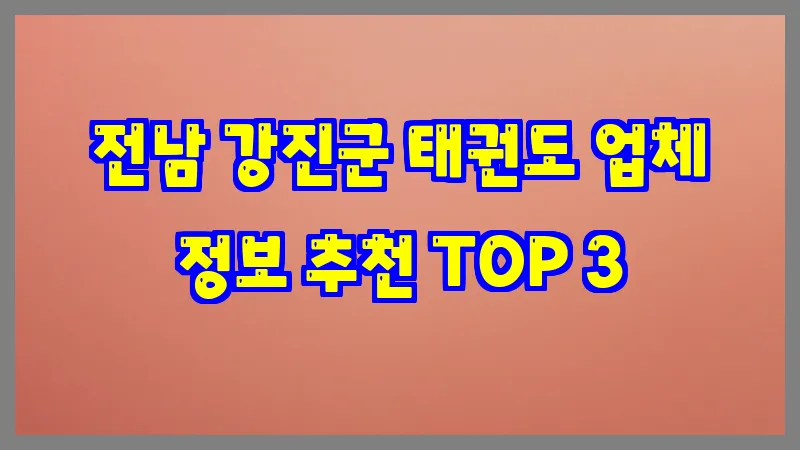 전남 강진군 태권도 업체 정보 추천 TOP 3