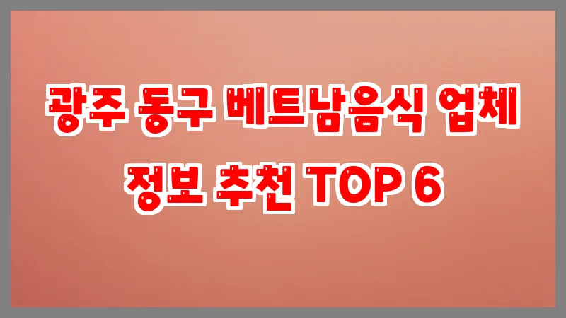 광주 동구 베트남음식 업체 정보 추천 TOP 6