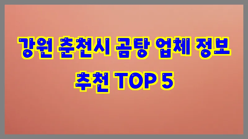 강원 춘천시 곰탕 업체 정보 추천 TOP 5