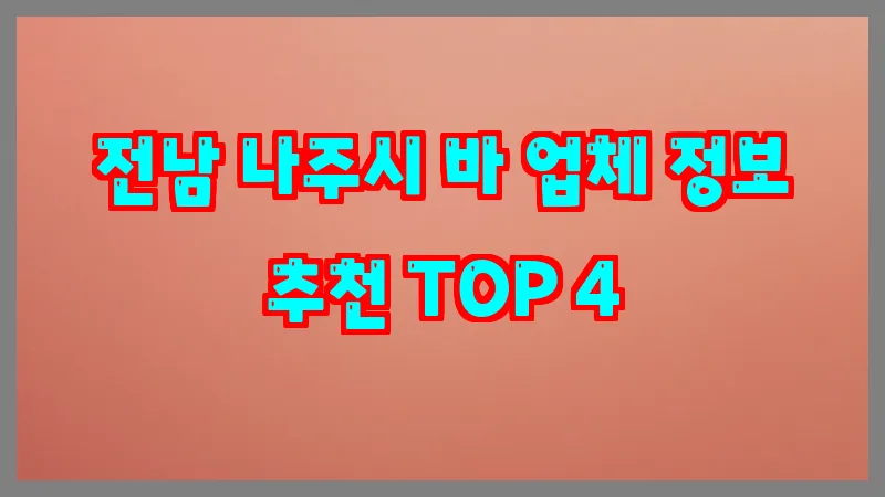 전남 나주시 바 업체 정보 추천 TOP 4