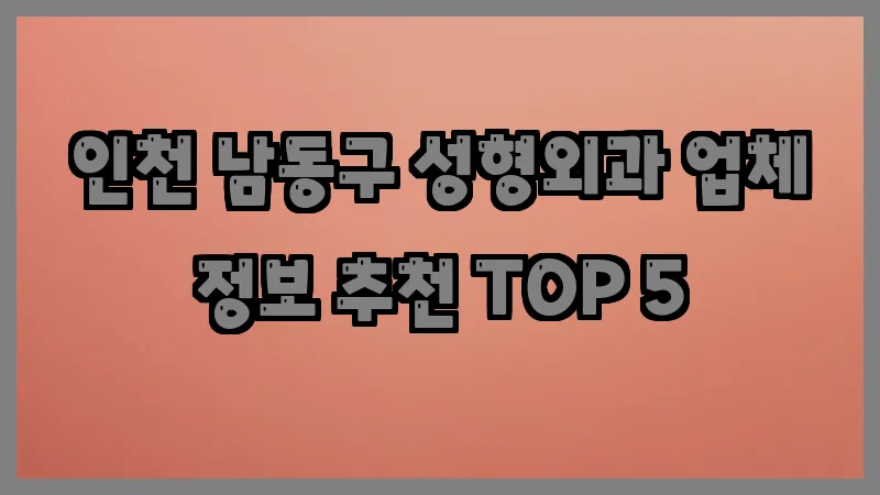 인천 남동구 성형외과 업체 정보 추천 TOP 5
