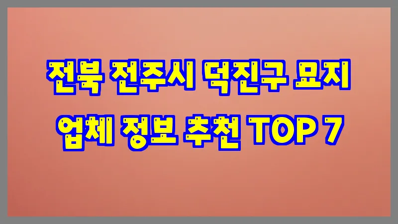 전북 전주시 덕진구 묘지 업체 정보 추천 TOP 7