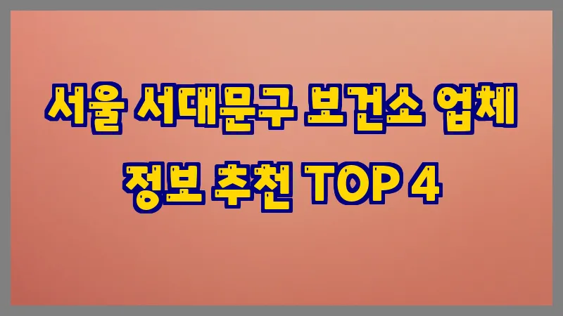 서울 서대문구 보건소 업체 정보 추천 TOP 4