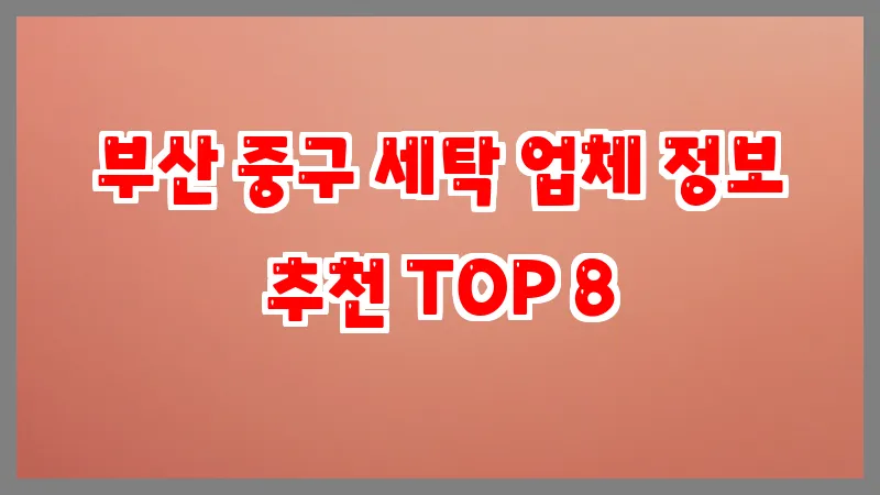 부산 중구 세탁 업체 정보 추천 TOP 8