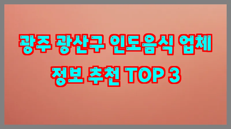 광주 광산구 인도음식 업체 정보 추천 TOP 3