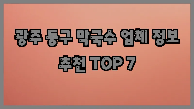 광주 동구 막국수 업체 정보 추천 TOP 7