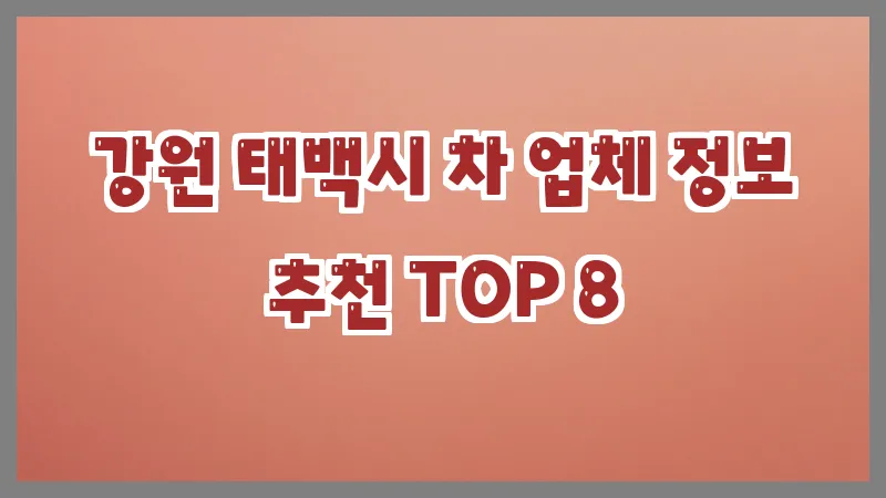 강원 태백시 차 업체 정보 추천 TOP 8