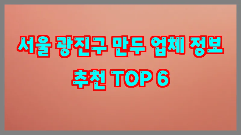 서울 광진구 만두 업체 정보 추천 TOP 6
