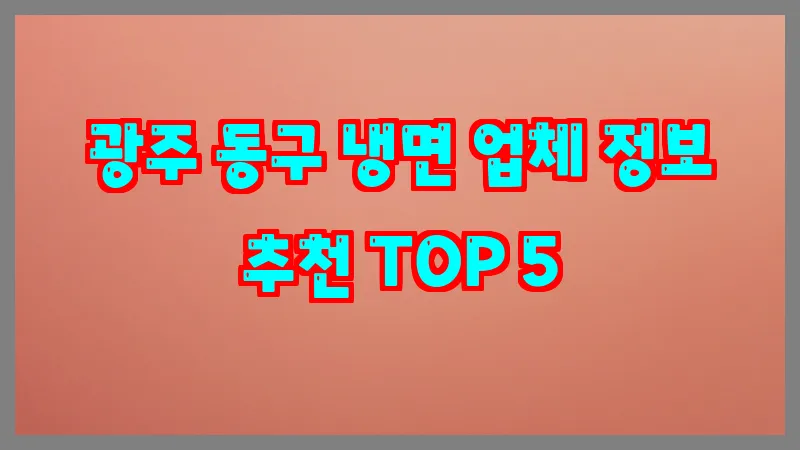 광주 동구 냉면 업체 정보 추천 TOP 5