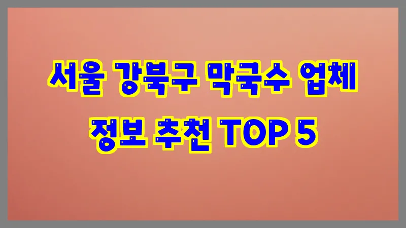 서울 강북구 막국수 업체 정보 추천 TOP 5