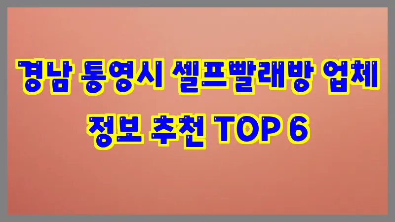 경남 통영시 셀프빨래방 업체 정보 추천 TOP 6