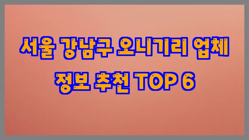서울 강남구 오니기리 업체 정보 추천 TOP 6