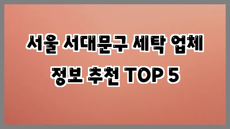 서울 서대문구 세탁 업체 정보 추천 TOP 5