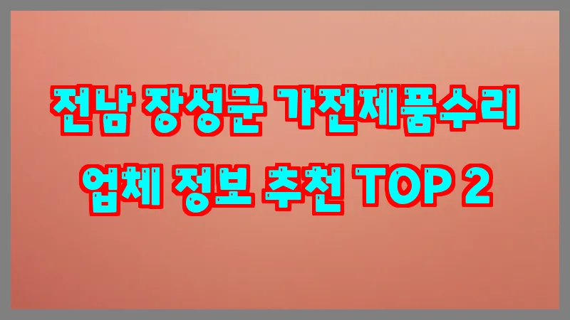 전남 장성군 가전제품수리 업체 정보 추천 TOP 2