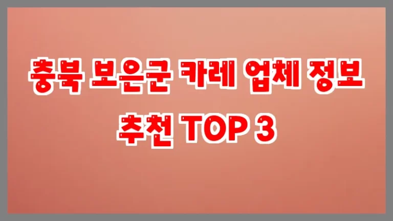 충북 보은군 카레 업체 정보 추천 TOP 3