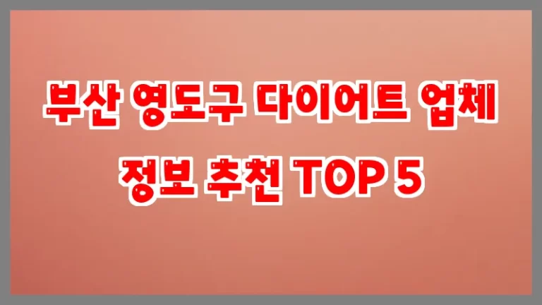 부산 영도구 다이어트 업체 정보 추천 TOP 5