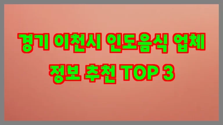 경기 이천시 인도음식 업체 정보 추천 TOP 3