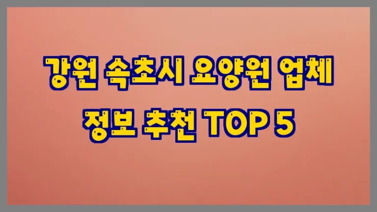 강원 속초시 요양원 업체 정보 추천 TOP 5