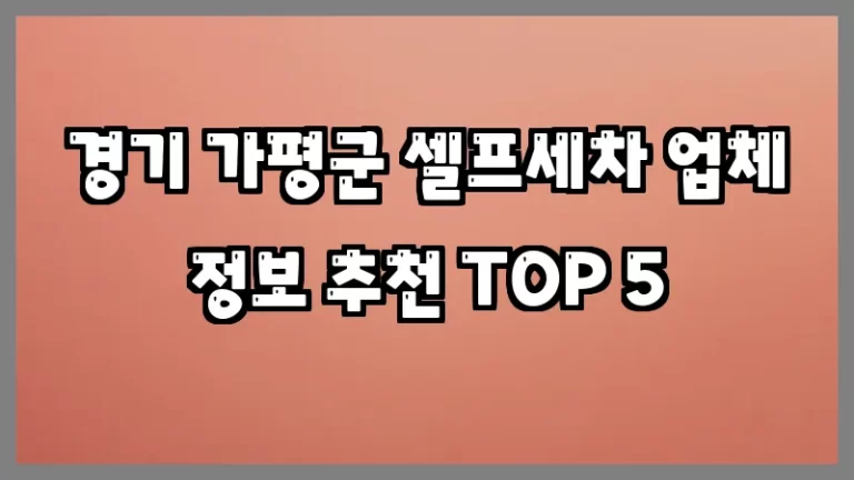 경기 가평군 셀프세차 업체 정보 추천 TOP 5