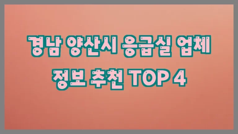 경남 양산시 응급실 업체 정보 추천 TOP 4