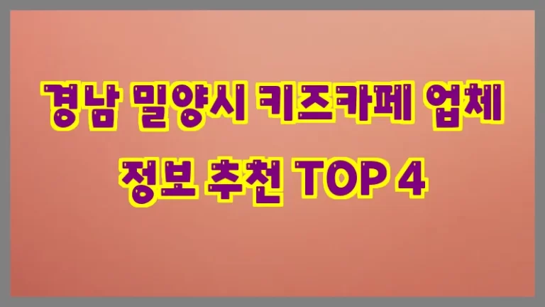 경남 밀양시 키즈카페 업체 정보 추천 TOP 4