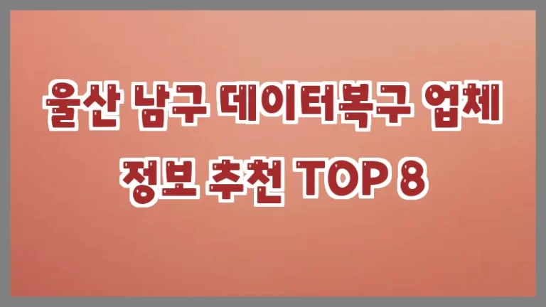 울산 남구 데이터복구 업체 정보 추천 TOP 8
