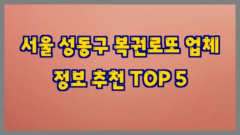 서울 성동구 복권로또 업체 정보 추천 TOP 5