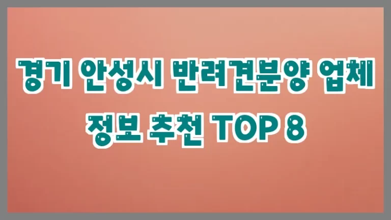경기 안성시 반려견분양 업체 정보 추천 TOP 8