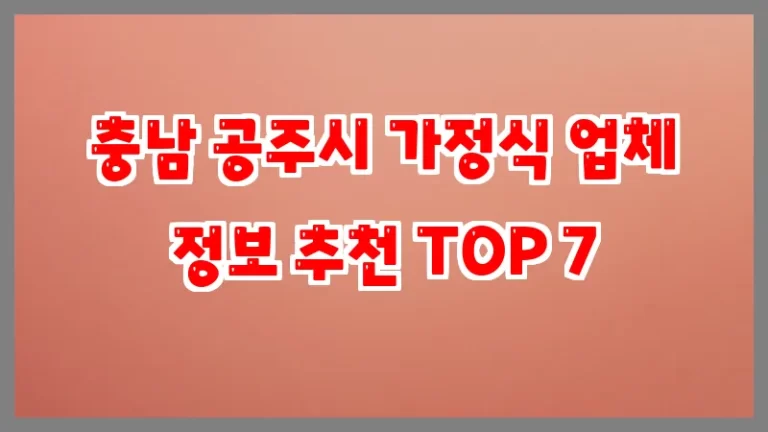 충남 공주시 가정식 업체 정보 추천 TOP 7