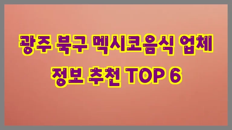 광주 북구 멕시코음식 업체 정보 추천 TOP 6