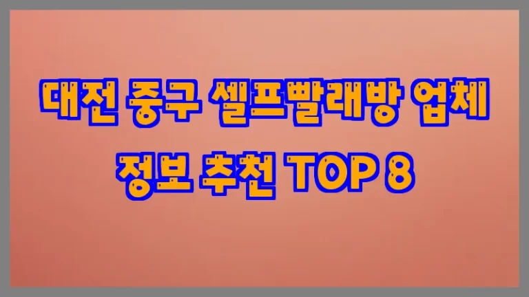 대전 중구 셀프빨래방 업체 정보 추천 TOP 8