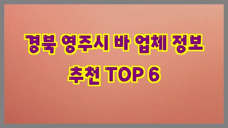 경북 영주시 바 업체 정보 추천 TOP 6