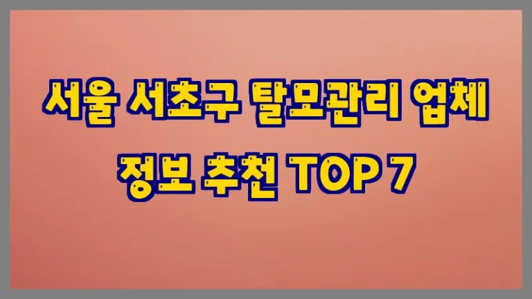 서울 서초구 탈모관리 업체 정보 추천 TOP 7