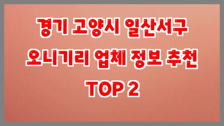 경기 고양시 일산서구 오니기리 업체 정보 추천 TOP 2