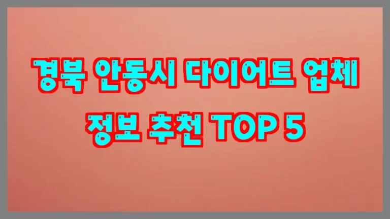 경북 안동시 다이어트 업체 정보 추천 TOP 5