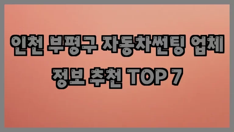 인천 부평구 자동차썬팅 업체 정보 추천 TOP 7