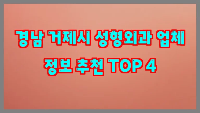 경남 거제시 성형외과 업체 정보 추천 TOP 4