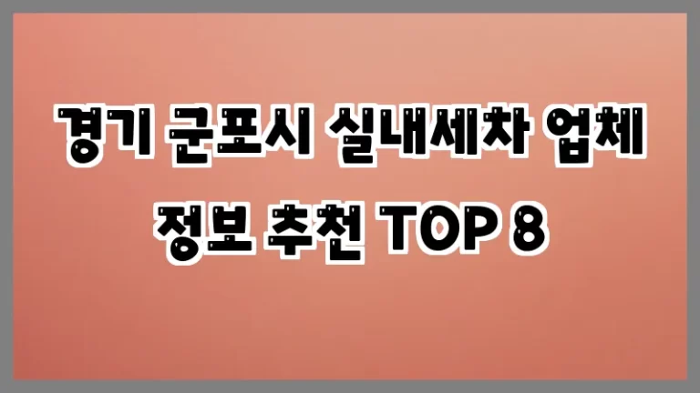 경기 군포시 실내세차 업체 정보 추천 TOP 8