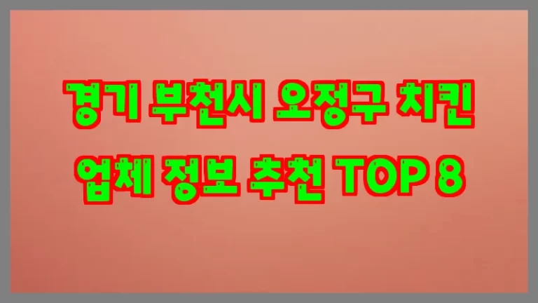 경기 부천시 오정구 치킨 업체 정보 추천 TOP 8